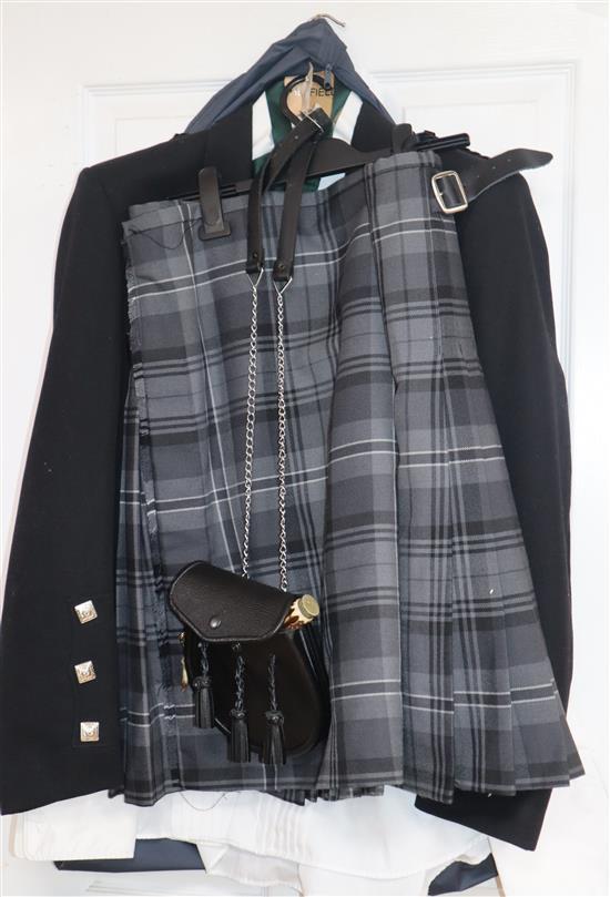 A Scots Greys dress suit, dagger and flask